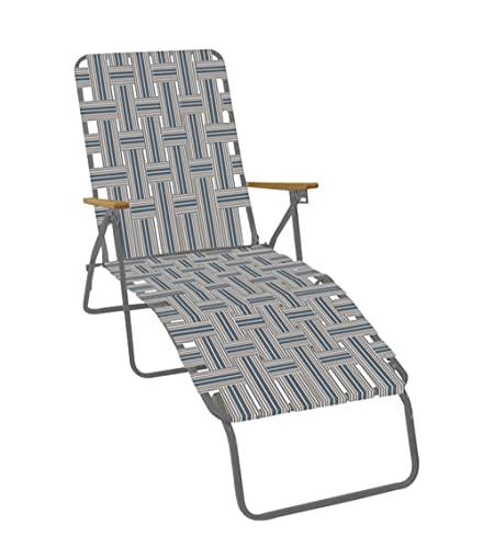 Camp & Go 4-Position Folding Web Lawn Beach Lounger Chair, 24.4" W x 55.6" D x 34.1" H, Multi - CookCave