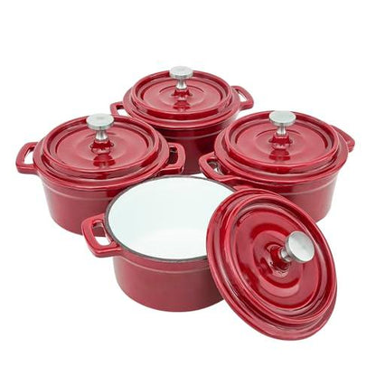 Flavehc Mini Cocotte 8 oz Mini Dutch Oven 0.25 qt. Cast Iron Garlic Roaster for Oven Garlic Confit Pot Ramekins with Lids Oven Safe Set of 4 - CookCave