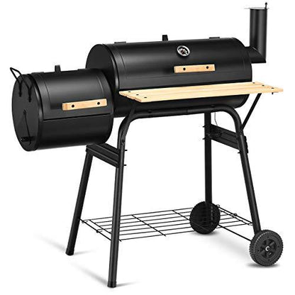 Grill Charcoal BBQ Reduce Offset Smoker Barbecue Steel Outdoor Patio Backyard Stainless - CookCave