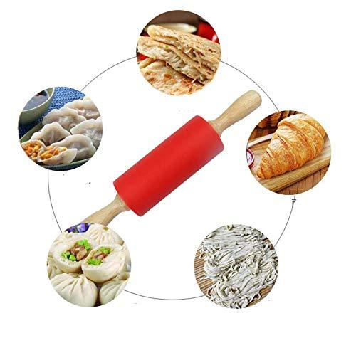 Small Rolling Pin for Kids Child, Wooden Handle Rolling Pin Non-Stick Silicone Rolling Pin, Rodillo de Cocina Rodillos Para Reposteria Fondant, Rodillos Para Masa. - CookCave