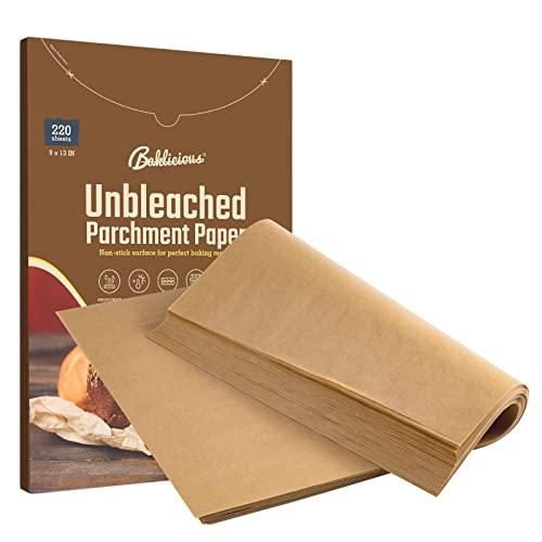 220 Pcs Unbleached Parchment Paper Baking Sheets, Baklicious Pre-cut Heavy Duty Parchment Baking Paper for Air Fryer, Oven, Bakeware, Steaming, Cooking Bread, CupCake, Cookies - CookCave