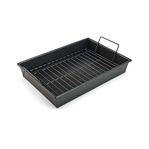 Chicago Metallic Pro Non-Stick Roast and Broil Baking Pan with Rack, 13-Inch-by-9-Inch, Dark Gray - CookCave
