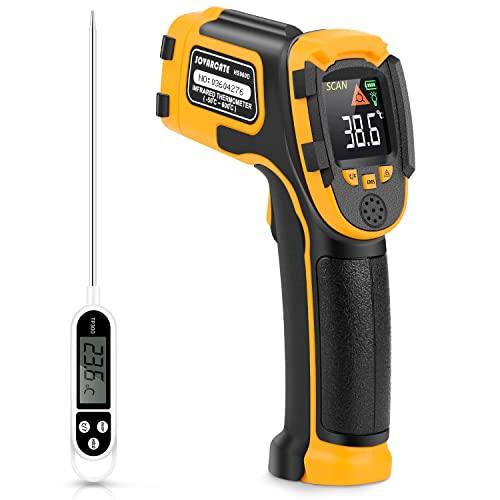 Infrared Thermometer Non-Contact Digital Laser Temperature Gun -58℉～1112℉(-50℃～600℃) Adjustable Emissivity IR Temp Gun - for Cooking/BBQ/Food/Fridge/Pizza Oven/Engine - Meat Thermometer Included - CookCave