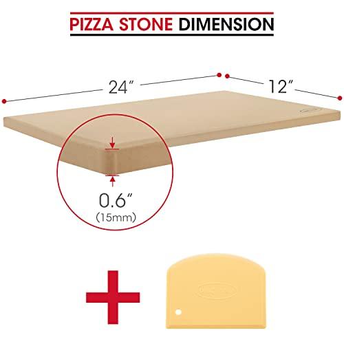 Unicook Extra Large Pizza Stone 24 Inch, Durable Rectangular Baking Stone 24" x 12", Industrial Commercial Home Oven Stone, Thermal Shock Resistant, Ideal for Grilling Baking Several Pizzas Bread - CookCave