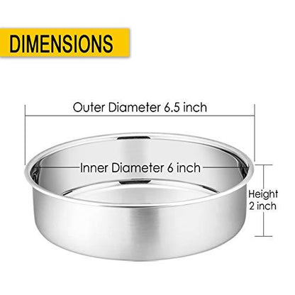 6 Inch Cake Pan Set of 2, P&P CHEF Stainless Steel Round Baking Layer Pans, Non Toxic & Healthy, Leakproof & Easy Clean, Mirror Finish & Easy Releasing, Oven & Dishwasher Safe - CookCave