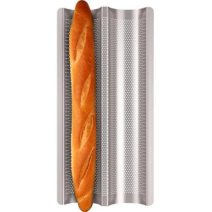 Fulimax Baguette Pan French Bread Pans For Baking Pans, Nonstick 2 Slots Perforated Italian Loaf Pan Mold Long French Bread Pan Golden - CookCave