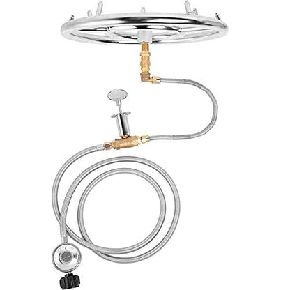 GASPRO Propane Gas Fire Pit Kit, with 12 Inch Jet Fire Pit Burner Ring, for DIY & Upgrade Propane Fire Pit, Fireplace, Heavy Duty 304 Stainless Steel, Indoor & Outdoor Use - CookCave