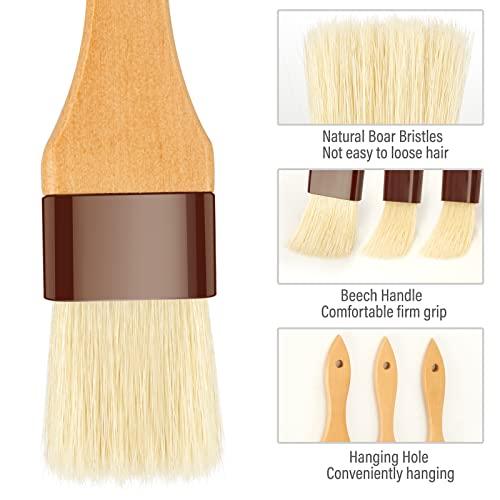 Basting Brush-Pastry Brush,Oil Brush for Cooking,Boar Bristles BBQ Brushes for Grill,Beech Wooden Handle Food Brush for Baking/Spreading Marinade/Sauce/Butter/Egg/Kitchen Baster Brushes(1.5 1 inch) - CookCave