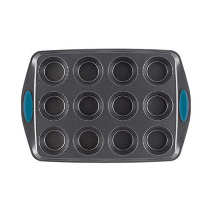 Rachael Ray Yum -o! Nonstick Bakeware 12-Cup Muffin Tin With Grips / Nonstick 12-Cup Cupcake Tin With Grips - 12 Cup, Gray - CookCave