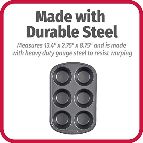 Good Cook 04033 Non-Stick Texas Muffin Pan, Steel, 3-1/2 in Dia x 16-1/2 in L x 10 in W x 8.7 in H - CookCave