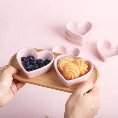 FUYU Colorful Heart Shaped Ceramic Ramekin Bowls Souffle Dishes Pudding Cups Snack Dishes Dipping Bowls - CookCave