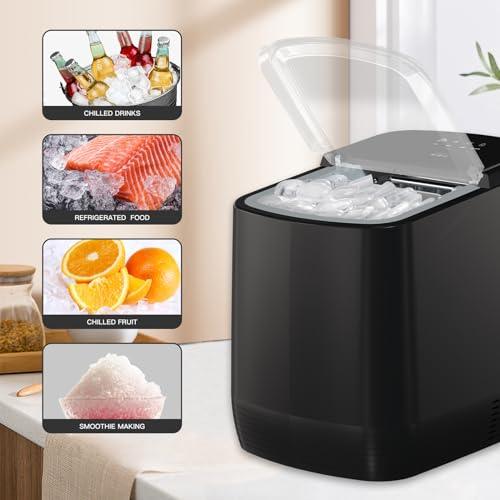 Ice Maker Countertop with Self-Cleaning, Bullet Ice Fast Making in 3.5 Mins, Compact Ice Machine with Ice Scoop/Basket, Perfect for Home Kitchen Party Camping Bar Office Outdoor RV - CookCave