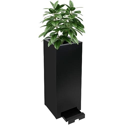 KOL Galvanized Steel Planter - 30" H. Black Powder Coated Rectangle Metal Planter Garden Box, Tall Heavy Duty Modern Flower Plant Pot - Indoor & Outdoor Commercial & Residential (12" Lx12 Wx30 H) - CookCave