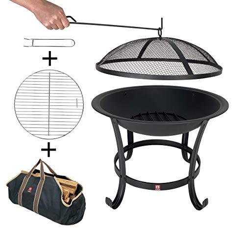 FireBeauty Fire Pit BBQ Grill Pit Bowl with Mesh Spark Screen Cover,Poker (Includes Tote Bag) - CookCave