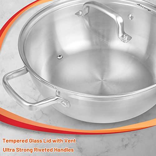 Duxtop Professional Stainless Steel Cooking Pot, 5.7-Quart Stock Pot with Glass Lid, Impact-bonded Technology - CookCave