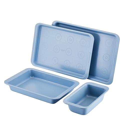 Farberware Easy Solutions Nonstick Bakeware/Baking Set, Includes Cookie Pans, Loaf Pan, and Cake Pan, 4 Piece - Blue - CookCave