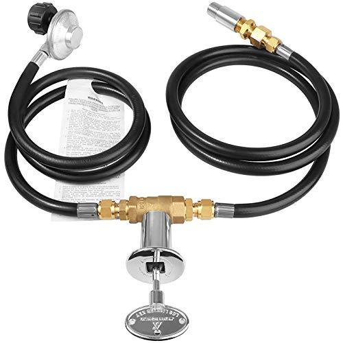 EXCELFU Fire Pit Installation Kit with 1/2" Chrome Key Valve, Propane Gas Fire Pit Valve Control System Kit Hose Assembly Replacement for Propane Gas Connection, 150K BTU Max - CookCave