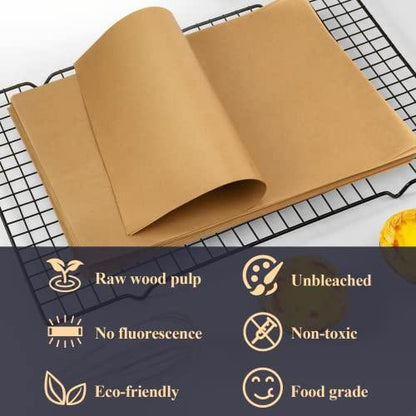 DISSKNIC 100PCS Unbleached Parchment Paper for Air Fryer Liners, 9x13 Inch Precut Parchment Paper for Baking Sheet, Baking Supplies Baking Paper for Toaster Oven, Cookie sheet, Baking pan, Bread pan - CookCave