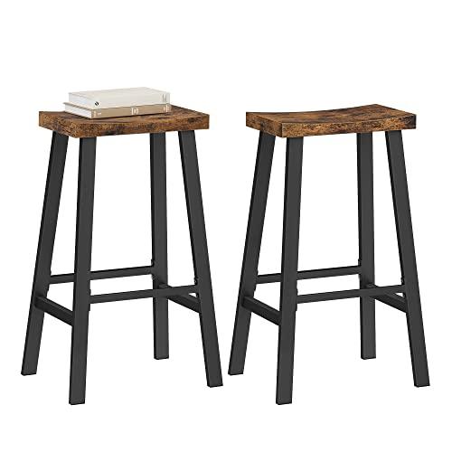 VASAGLE Bar Stools Set of 2, Counter Height Stools, Bar Chairs with Footrest, 29.1 Inches Tall Kitchen Breakfast Stools, Industrial, Living Room Party Room, Rustic Brown ULBC094B01 - CookCave