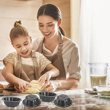 ZENFUN Set of 10 Mini Fluted Tube Pan, 4 Inch Carbon Steel Fluted Cake Mold Cup with Flower Shape, Nonstick Cake Pan Mini Tube Oven Baking Mold for Cupcake, Bread, Bavarois, Brownie, Grey - CookCave