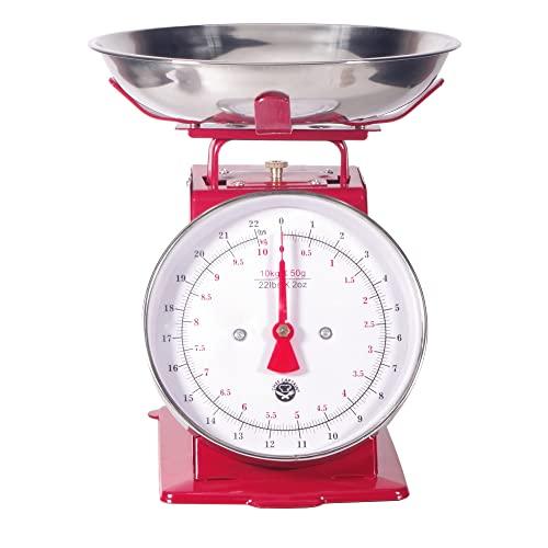 Kitchen Scale White Metal With A Stainless Steel Tray (22-Pound) (RED) - CookCave