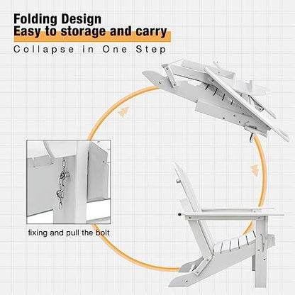 CLOUDEEP Folding Adirondack Chairs,Plastic HDPE Adirondack Chairs with Cup Holder,Modern Adirondack Chairs Weather Resistant,Widely Used in Patio,Front Porch,Deck,Garden,Fire Pit - CookCave