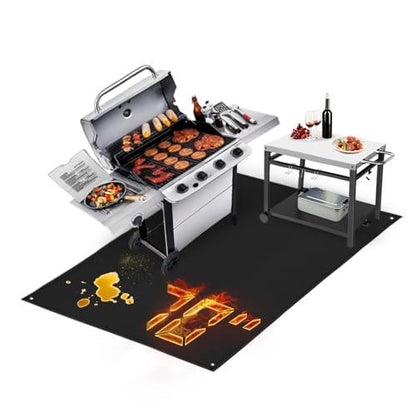 TOHONFOO 70 x 48 in Under Grill Mat for Outdoor Grill - Fireproof BBQ Mats for Grilling to Protect The Deck, Patio, Pavers - Easy to Clean Indoor Fireplace Mat - CookCave