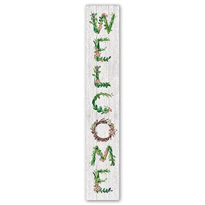 My Word! Welcome w/Floral Letters - Tall Outdoor Welcome Sign / Porch Leaner for Front Door, 46.5" Welcome Sign for Standing Front Porch Decor - Tall Vertical Rustic Farmhouse Home Decor Welcome Porch Sign, Spring Summer Porch Decor - CookCave