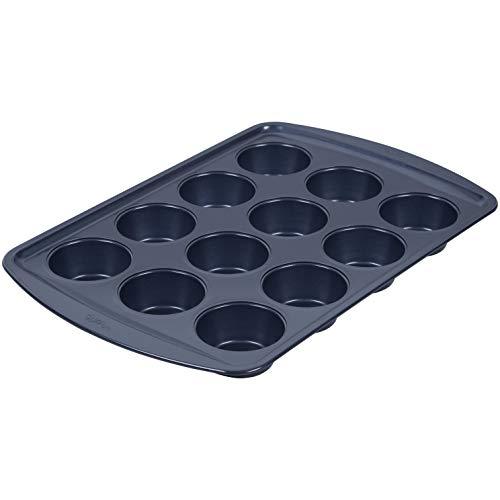 Wilton Diamond-Infused Non-Stick Navy Blue Muffin and Cupcake Pan with Cover, 12-Cup, Steel - CookCave