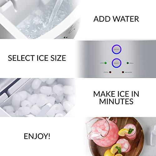 Igloo Electric Countertop Ice Maker Machine - Automatic and Portable - 33 Pounds in 24 Hours - Ice Cube Maker - Ice Scoop and Basket - Ideal for Iced Coffee and Cocktails - Stainless Steel - CookCave