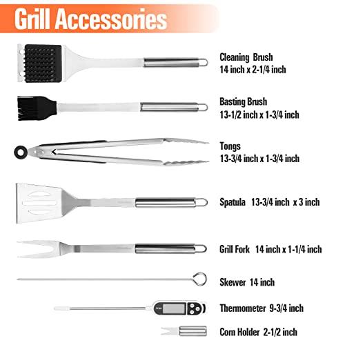 ValueMax 15 Pcs BBQ Grill Accessories, Grill Set, Grilling Gifts for Men, Barbecue Tools for Indoor & Outdoor Grill/Cooking, Camping - CookCave