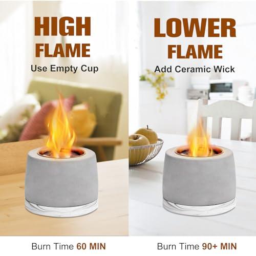 Concrete Tabletop Fire Pit Bowl, Table Top Portable Rubbing Alcohol Fireplace Indoor Outdoor Decor Long Time Burning Smokeless Odorless Housewarming Gift for Patio Balcony with Extinguisher - CookCave