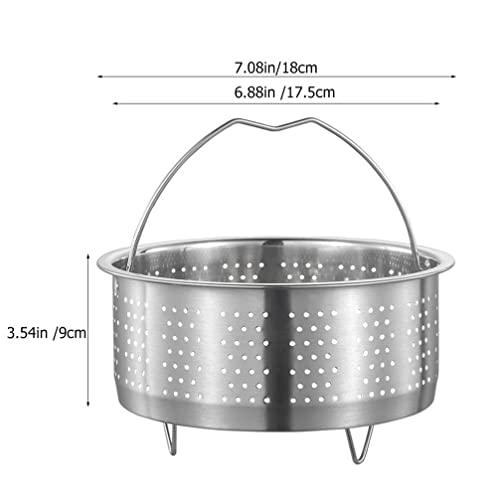 UPKOCH Kitchen Steamer Basket Stainless Steel Vegetable Steamer Basket Insert Chinese Dumpling Rice Cooker Steaming Basket with Handle for Veggie Fish Seafood Cooking 18cm Kitchen Strainer - CookCave