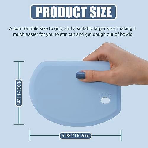 Silicone Dough Scraper with Stainless Steel Sheet, Curved Edge Flexible Bowl Scraper for Baking, Food Grade Silicone Bench Scraper for Sourdough Bread Proofing Basket, 5.98" × 4.3", Blue, SAPID - CookCave