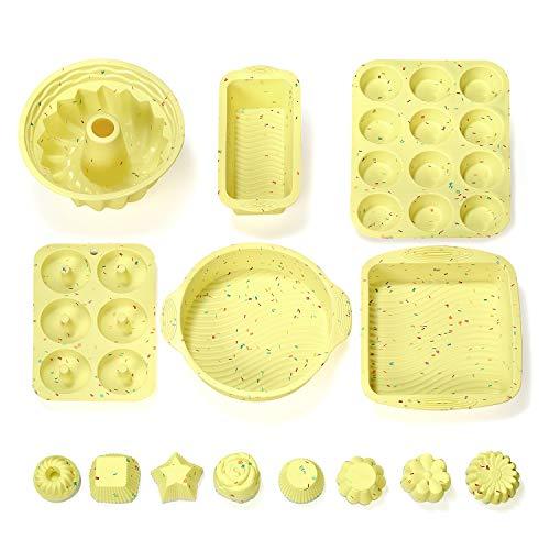 46PCS Silicone Bakeware Set Silicone Cake Molds set Including Baking Pan, Cake Mold, Cake Pan, Toast Mold, Muffin Pan, Donut Pan, And Cupcake Mold Silicone Baking Cups Set - CookCave