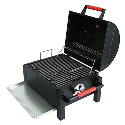 Feasto Portable Charcoal BBQ Grill Grates with Cast Iron Grill, Tabletop Charcoal Grill with 354 Sq. In Cooking Area, for Outdoor Camping and Picnic, Black, L26.8’’x W20’’x H21.3’’ - CookCave