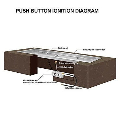 Stanbroil 30 x 10 Inch Drop-in Fire Pit Pan with Burner and All Accessories Required for DIY Fire Pit Projects, Natural Gas Version, Rectangular - CookCave