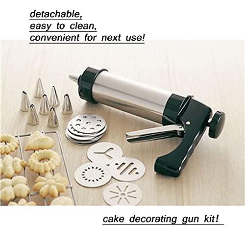 Cookie Press Set, Stainless Steel Cookie Maker Biscuit Press Icing Gun Set with 13 Metal Cookie Press Discs for Cake Decoration - CookCave