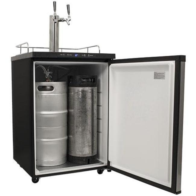 EdgeStar KC3000SSTWIN Full Size Dual Tap Kegerator with Digital Display - Black and Stainless Steel - CookCave