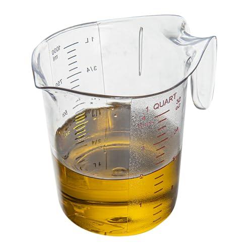 RW Base 1 Quart Measuring Jar, 1 Durable Measuring Beaker - Metric And Imperial Units, V-Shaped Spout, Clear Plastic Measuring Cup, Handle With Thumb-Grip, Tolerates Up To 248F - Restaurantware - CookCave