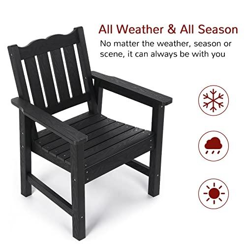 Stoog All-Weather Patio & Garden Chair, Outdoor Dining Chair with Curved Backrest, 400 lbs Support Porch Chair, Black - CookCave