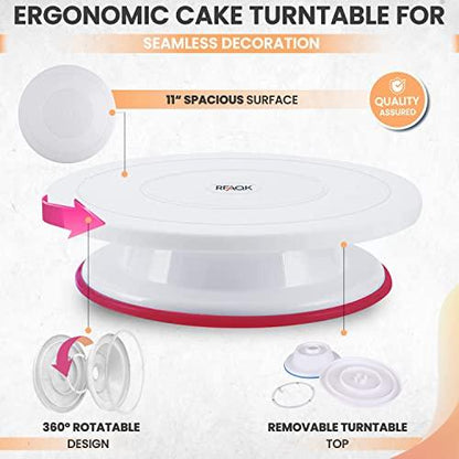 Cake Decorating Supplies - Cake Decorating Kit with 3 Springform Cake Pans Set, Cake Rotating Turntable, Cake Decorating Tools with Baking Set-Cake Baking Supplies for Beginners and Lovers - CookCave