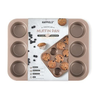 HAPPIELS Non-Toxic Nonstick 12-Cup Muffin Pan | Non toxic Cupcake Pan Non Stick | Muffin Tin 12 cups - CookCave