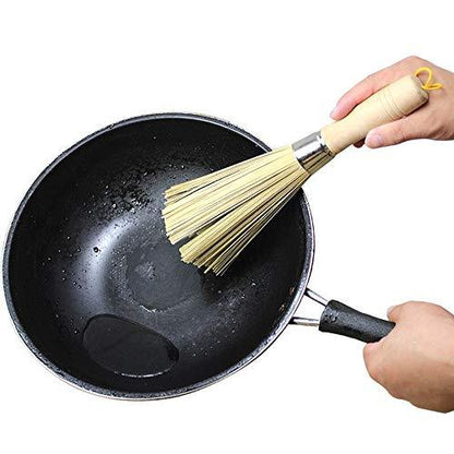 Sansheng 2 Pack Bamboo Wok Brush, Kitchen Cleaning Brush, Bamboo Kitchen pan Brush, FPR pan Handle Cleaning Brush, Bamboo pan Brush, Pot Brush, Pot Brush Cleaning - CookCave