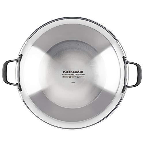 KitchenAid 5-Ply Clad Polished Stainless Steel Wok,15 Inch - CookCave