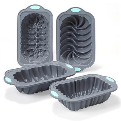 Tongjude 4 Piece Silicone Loaf Pan for Baking Bread, Non-Stick Kitchen Oven Bread Pan, Perfect for Banana Bread, Sandwich Bread, Pound Cake and Meatloaf, 4 Cups, Grey - CookCave