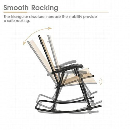 NATURAL EXPRESSIONS Folding Patio Rocking Chairs,Outdoor Oversized Textilene Fabric Rocker with High Back Hard Armrest,Portable Rocking Chair for Garden, Backyard, Porch, 300lb - CookCave