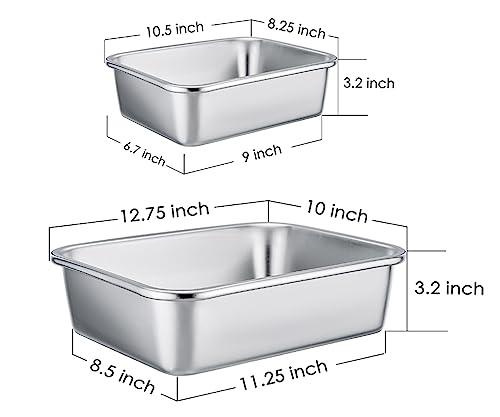 TeamFar Lasagna Pan Set of 2, Brownie Pan Rectangle Cake Pan Stainless Steel, Heavy Duty & Healthy, Easy Clean & Dishwasher safe, Brushed Surface-13 & 10 inch - CookCave