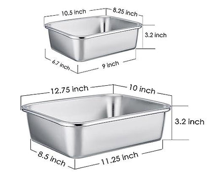 TeamFar Lasagna Pan Set of 2, Brownie Pan Rectangle Cake Pan Stainless Steel, Heavy Duty & Healthy, Easy Clean & Dishwasher safe, Brushed Surface-13 & 10 inch - CookCave