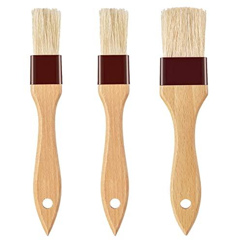 Basting Brush-Pastry Brush,Oil Brush for Cooking,Boar Bristles BBQ Brushes for Grill,Beech Wooden Handle Food Brush for Baking/Spreading Marinade/Sauce/Butter/Egg/Kitchen Baster Brushes(1.5 1 inch) - CookCave